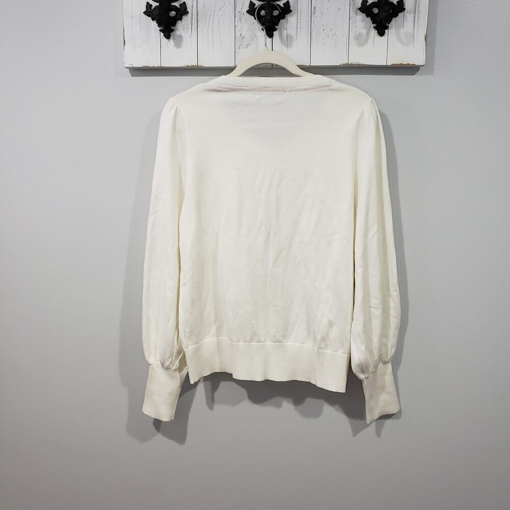 Boden Cream Button Cardigan Sweater Womens Large Classic Knit Soft EUC - Picture 2 of 4
